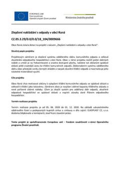 Zlepšení nakládání s odpady v obci Raná